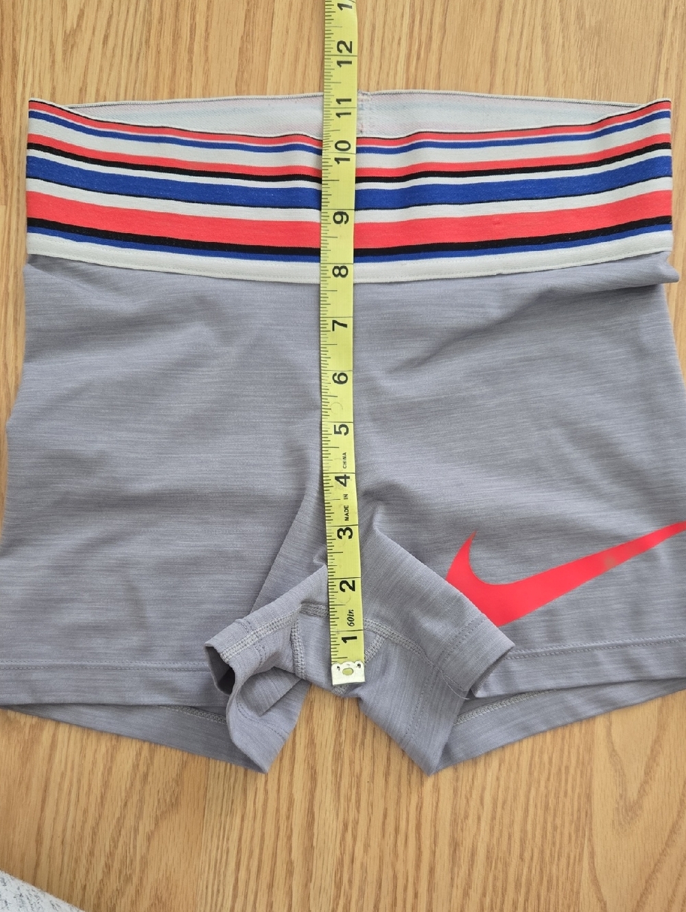 Nike Gray Shorts with the Swoosh and Striped Waistband - Picture 4 of 5